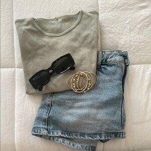 Garage Olive Ribbed Top